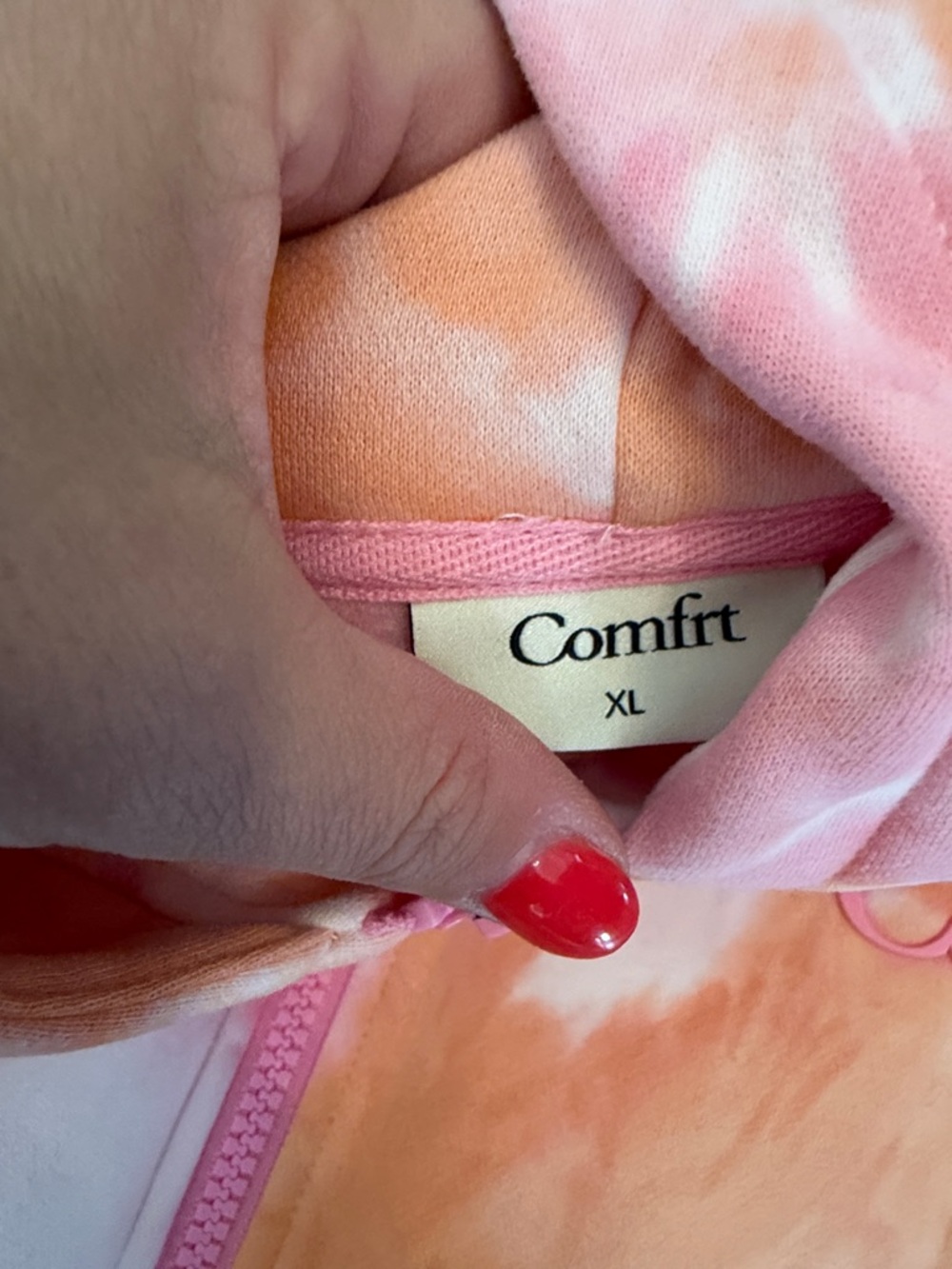 Comfrt Tie-Dye Zip Hoodie Pink & Orange and sweats - Picture 6 of 7